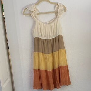 Blu Pepper Cream and Tan Dress